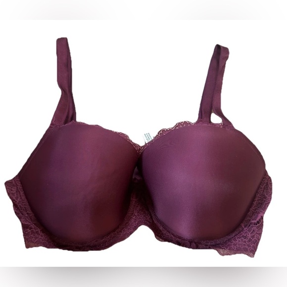 EUC Victoria's Secret Dream Angels Lined Demi Bra, Red Purple Detailed Lace 36DD - Picture 1 of 4